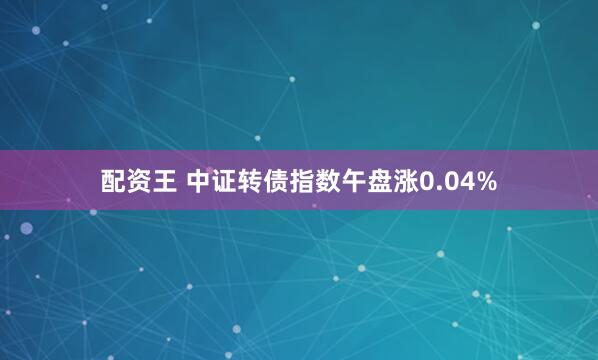 配资王 中证转债指数午盘涨0.04%