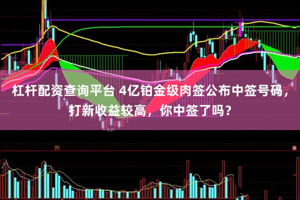 杠杆配资查询平台 4亿铂金级肉签公布中签号码，打新收益较高，你中签了吗？