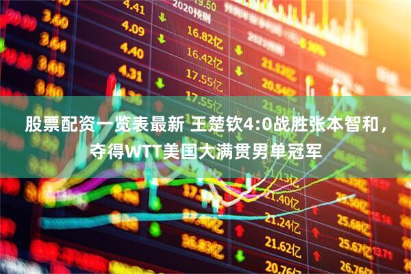 股票配资一览表最新 王楚钦4:0战胜张本智和，夺得WTT美国大满贯男单冠军