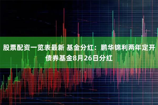 股票配资一览表最新 基金分红：鹏华锦利两年定开债券基金8月26日分红