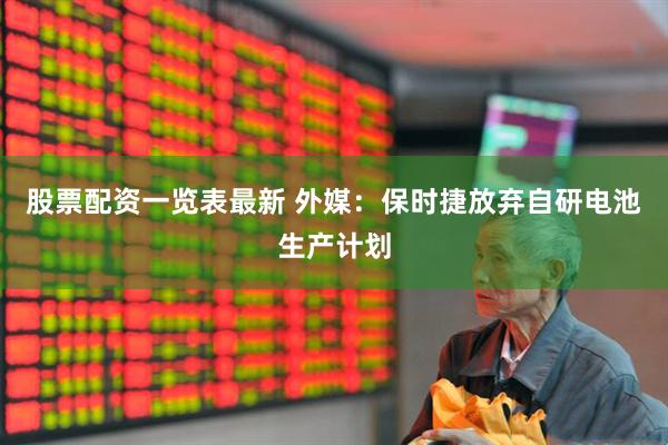 股票配资一览表最新 外媒：保时捷放弃自研电池生产计划